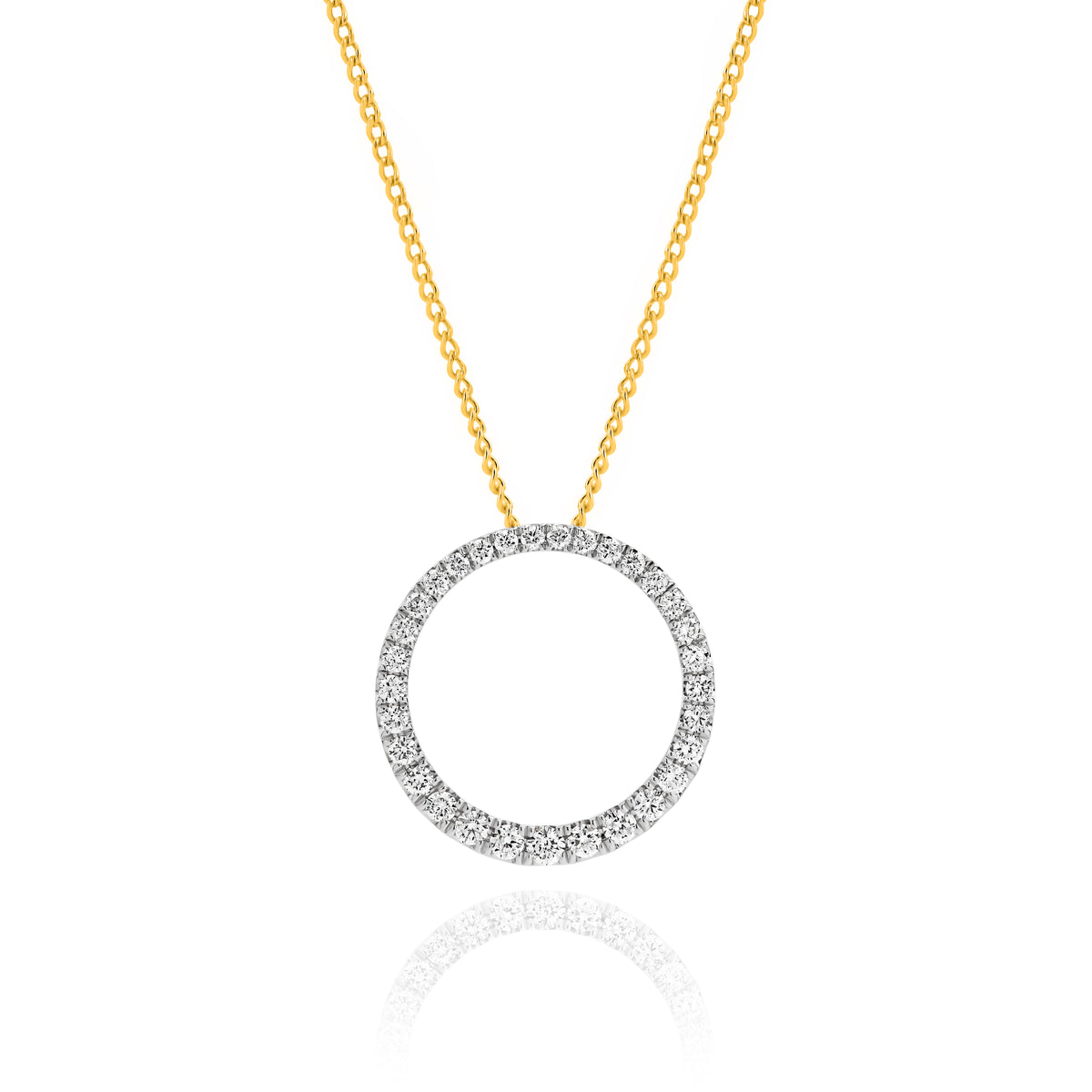 9ct Yellow Gold Full Set Diamond Circle Pendant