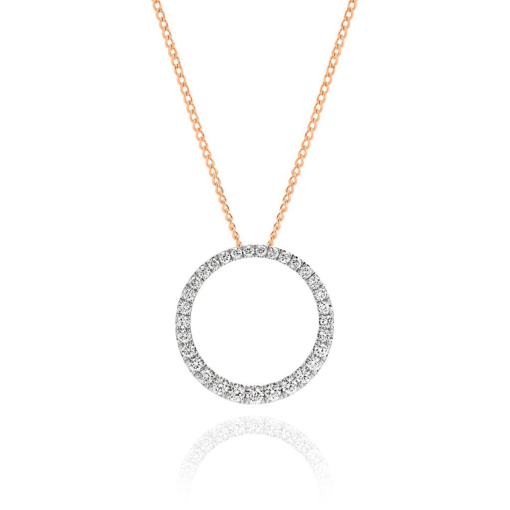 9ct Rose Gold Full Set Diamond Circle Pendant
