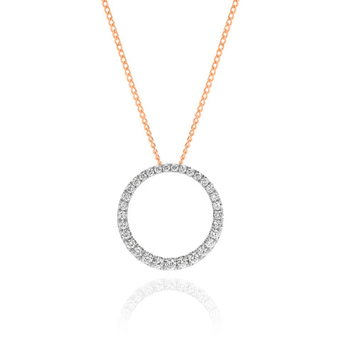 9ct Rose Gold Full Set Diamond Circle Pendant