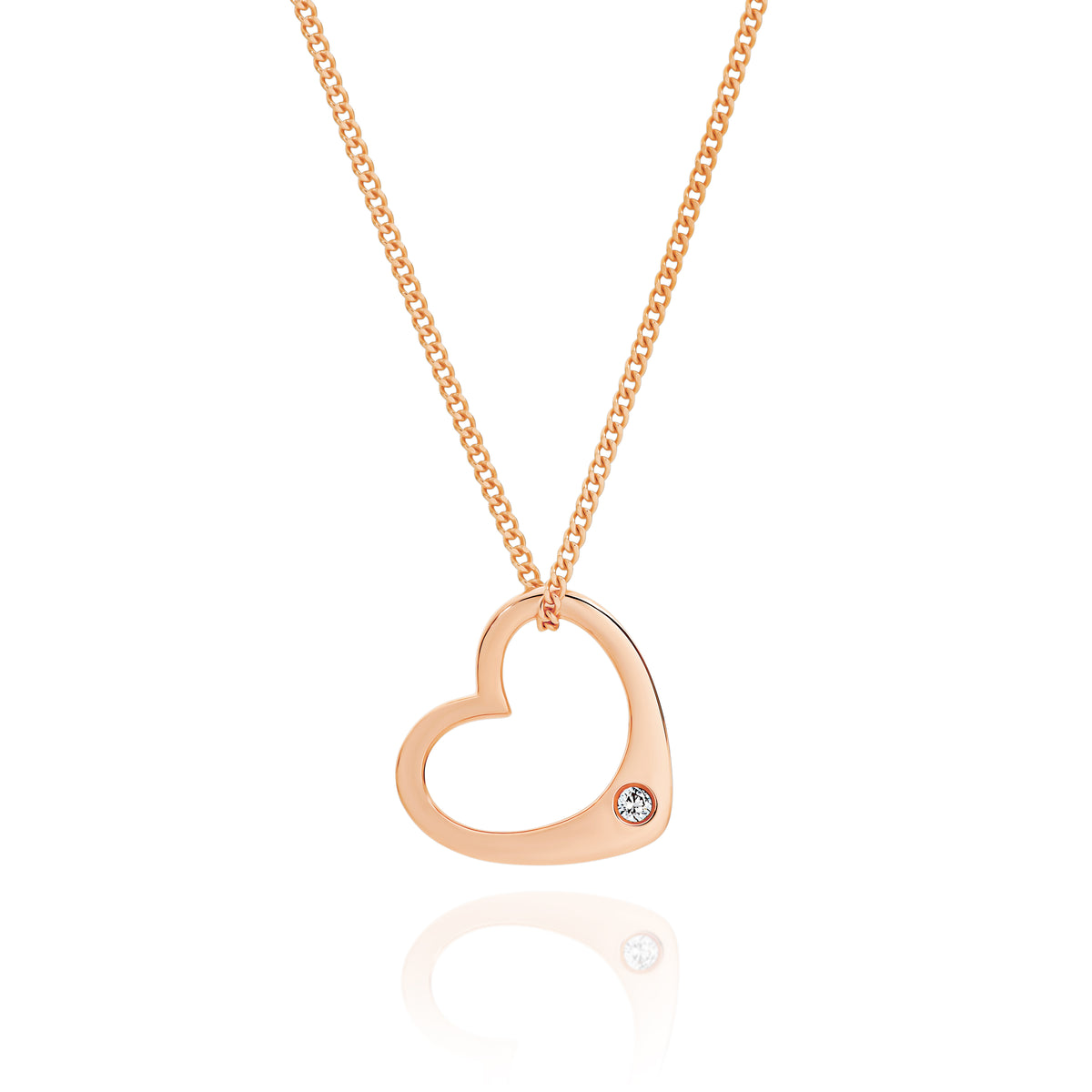 9ct Rose Gold Open Heart Diamond Pendant
