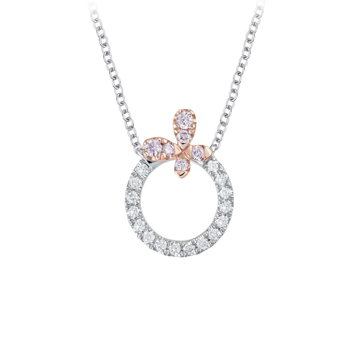 18ct White and Rose Gold Blush Pink Diamond Pendant