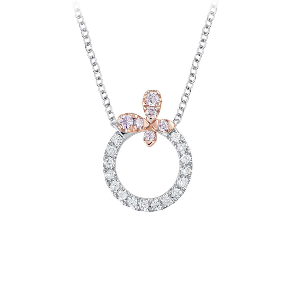 18ct White and Rose Gold Blush Pink Diamond Pendant