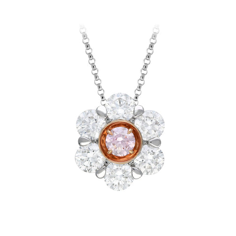 18ct White and Rose Gold Pink Kimberley Floral Diamond Pendant