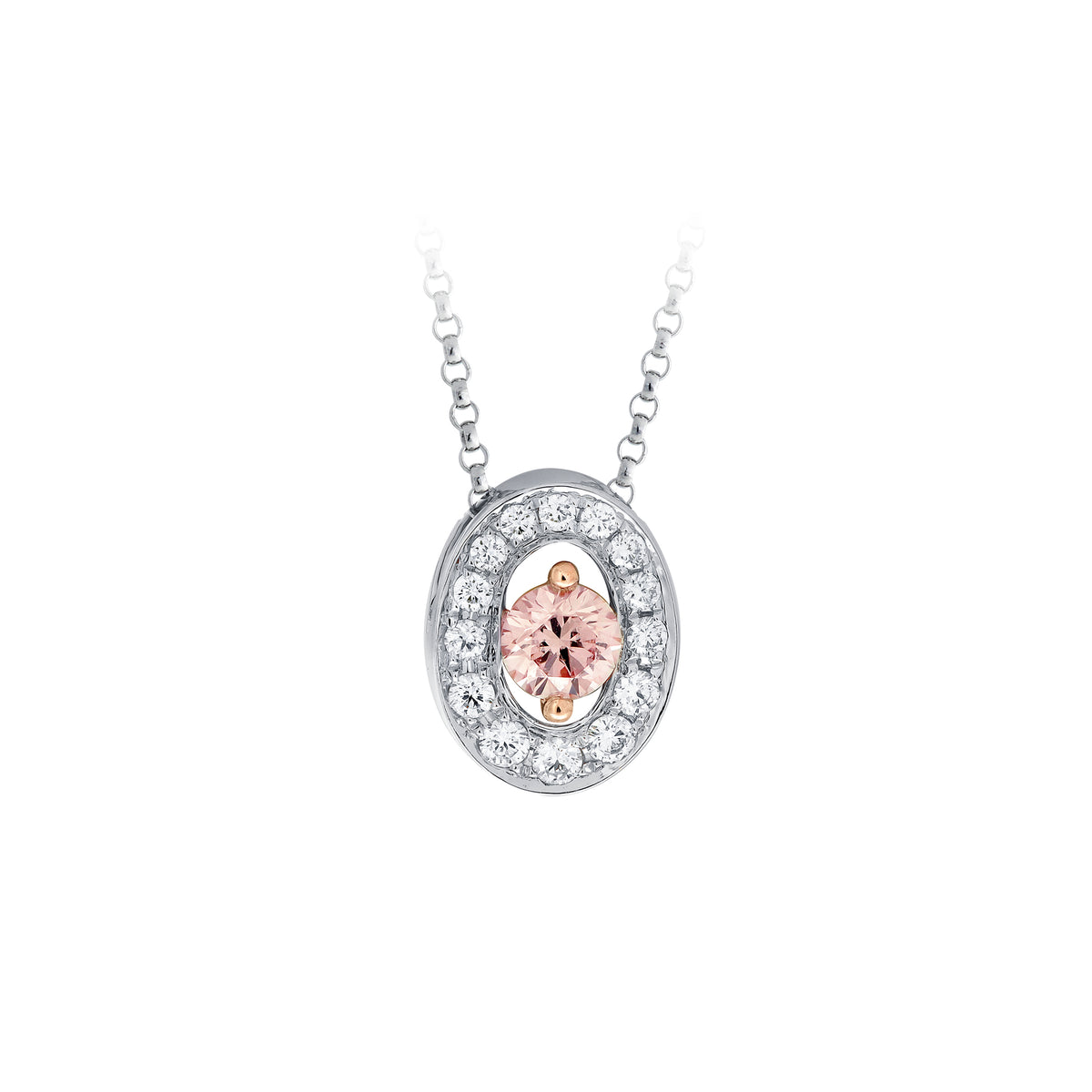 18ct White and Rose Gold Pink Kimberley Diamond Pendant