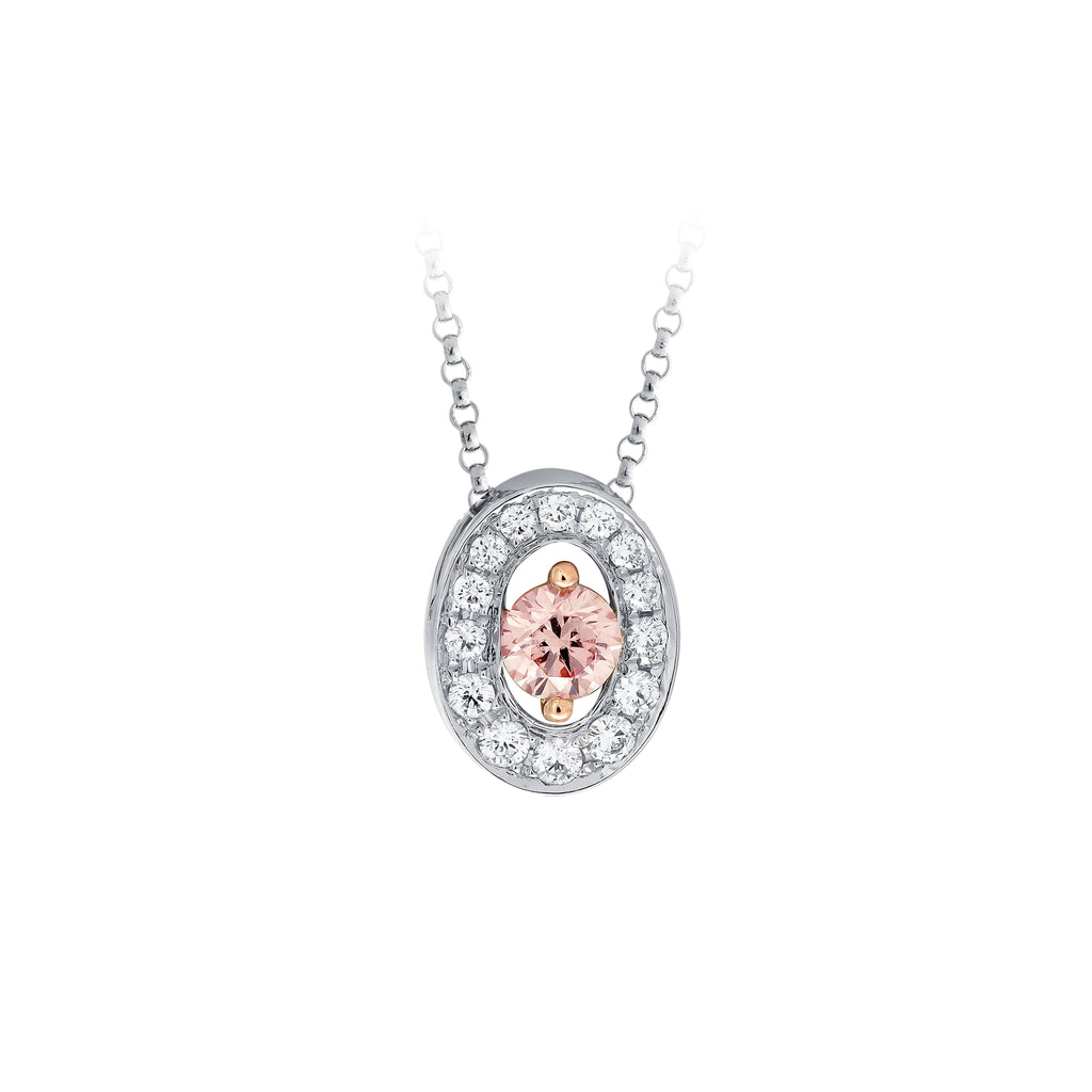 18ct White and Rose Gold Pink Kimberley Diamond Pendant
