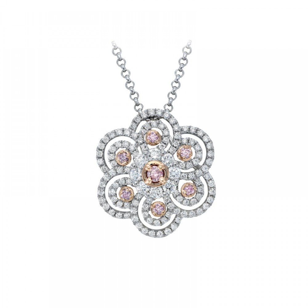18ct White and Rose Gold Pink Kimberley Diamond Pendant