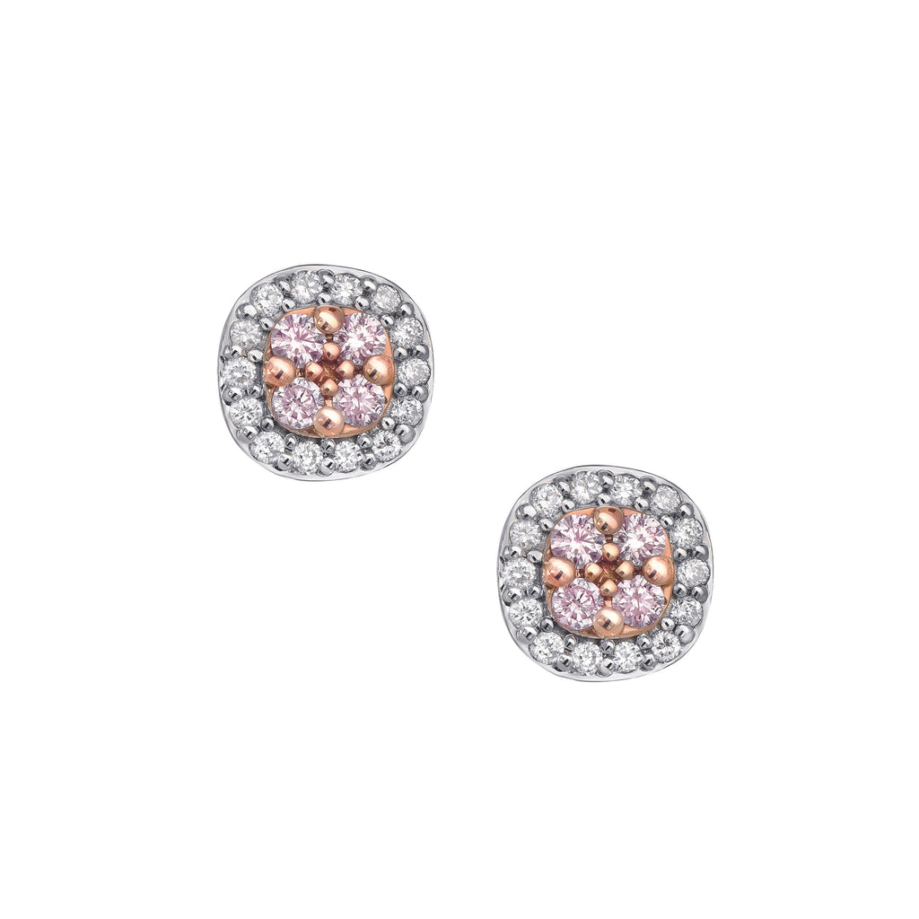 18ct White Gold & Rose Gold Blush Pink Diamond Earrings