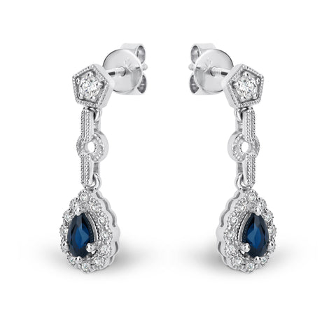 9ct White Gold Sapphire And Diamond Stud Earrings