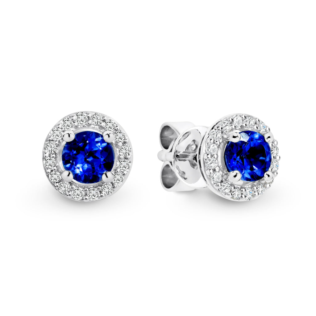9ct White Gold Sapphire And Diamond Stud Earrings