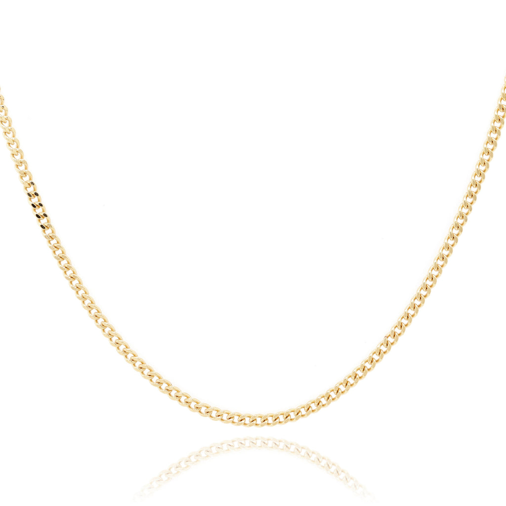 9ct Yellow Gold Diamond Cut Curb Chain 1.0mm Width