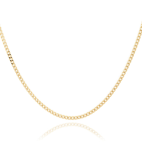 9ct Yellow Gold Diamond Cut Curb Chain 1.0mm Width
