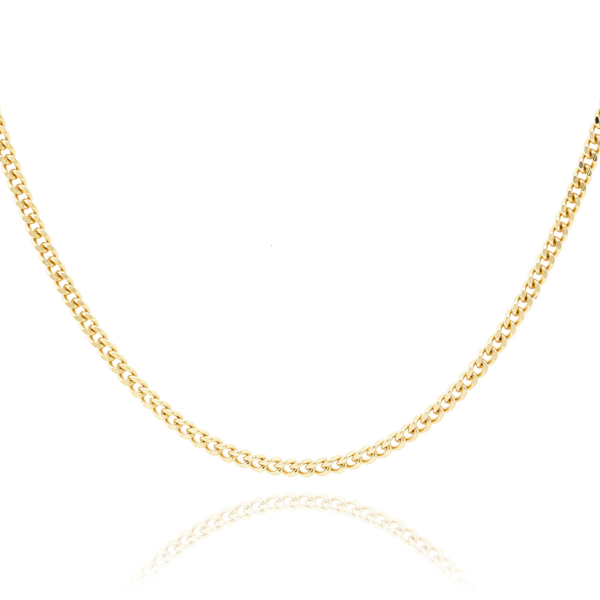 9ct Yellow Gold Diamond Cut Curb Chain 1.3mm Width