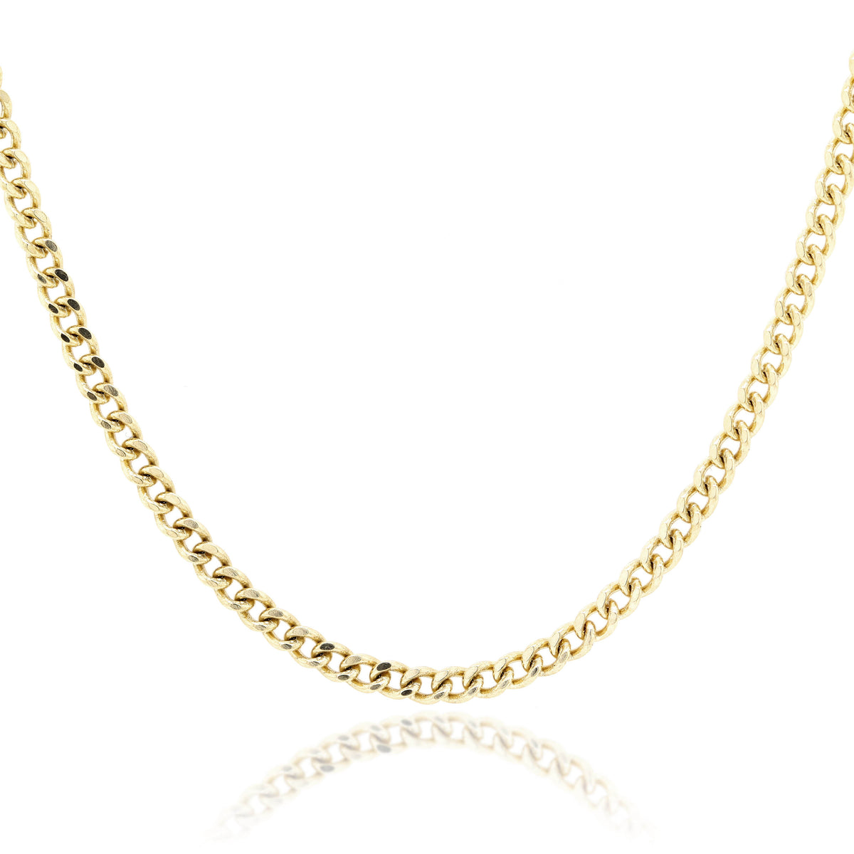 9ct Yellow Gold Diamond Cut Curb Chain 1.6mm 50cm