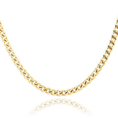 9ct Yellow Gold Diamond Cut Curb Chain 2mm 50cm