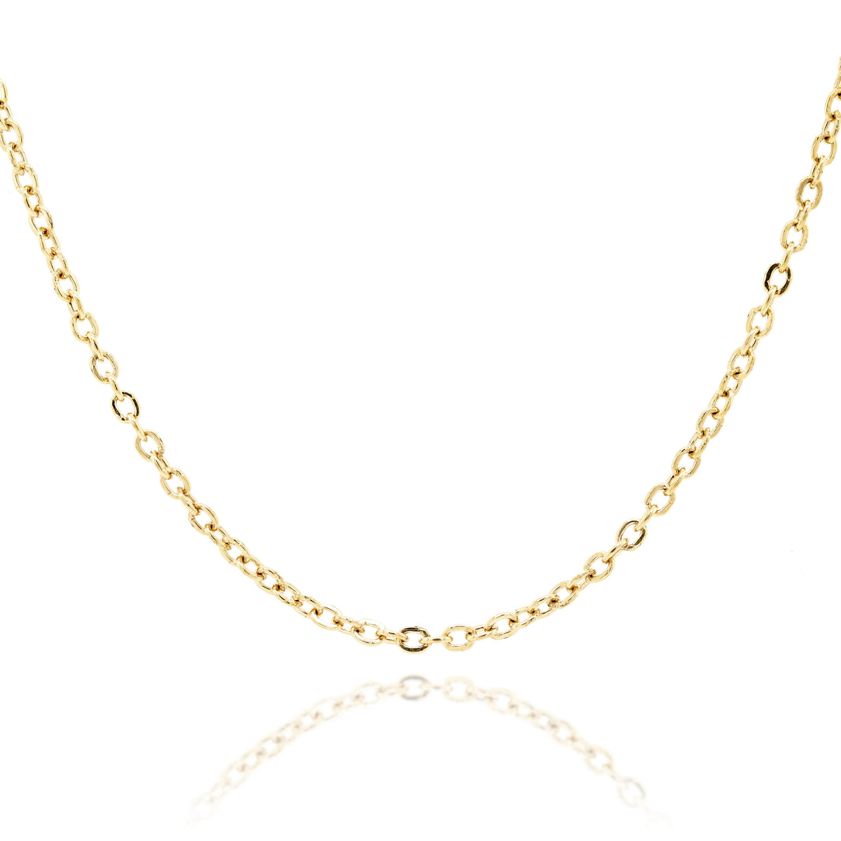 9ct Yellow Gold Hammered Cable Chain 1.3mm X 42cm