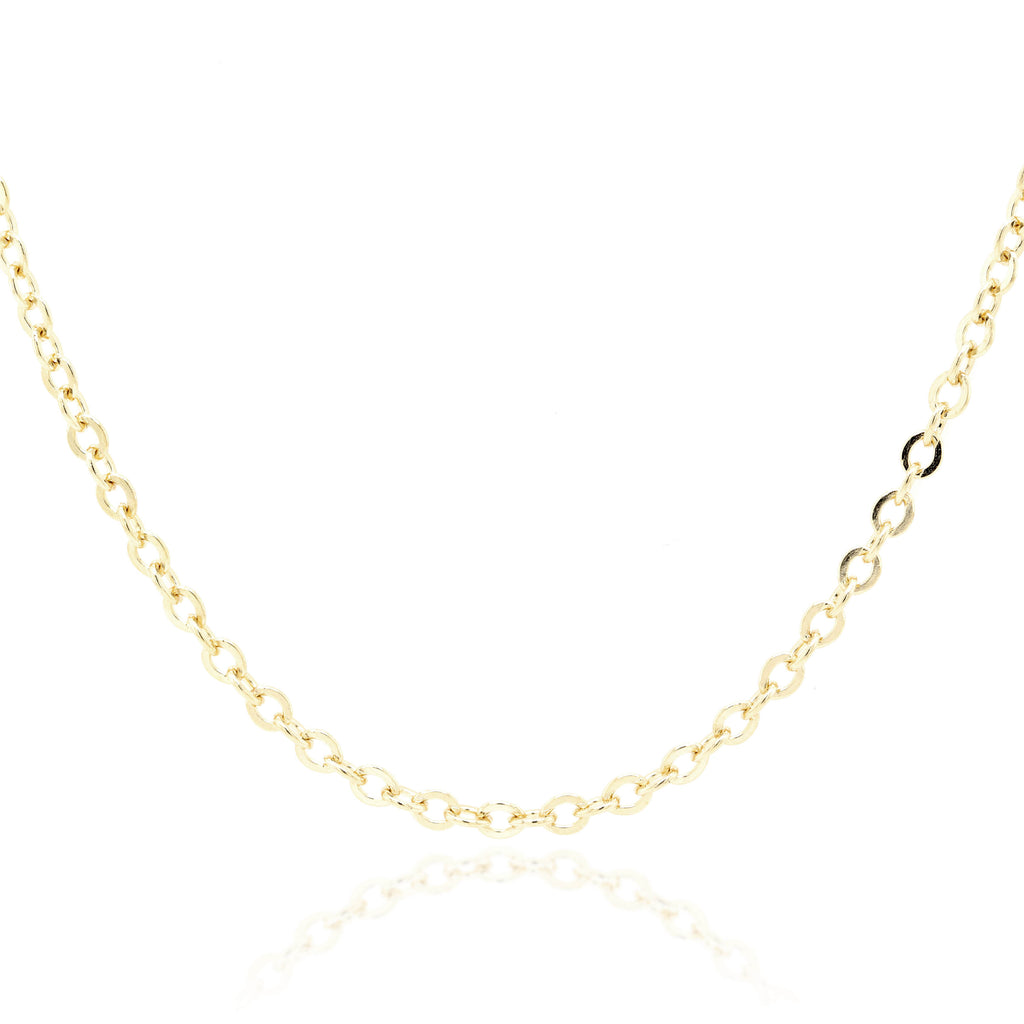 9ct Yellow Gold Hammered Cable Chain 1.5mm width