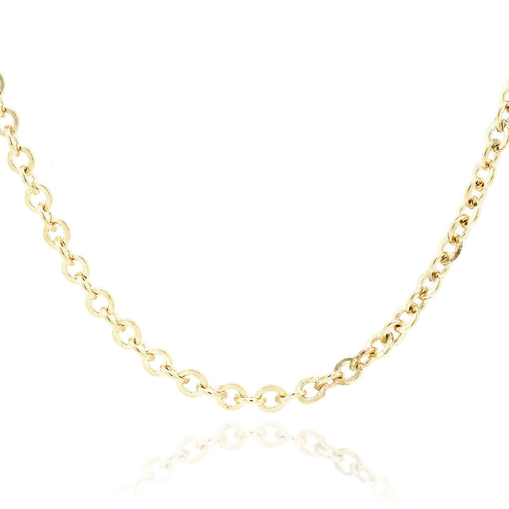 9ct Yellow Gold Hammered Cable Chain 2.0mm width