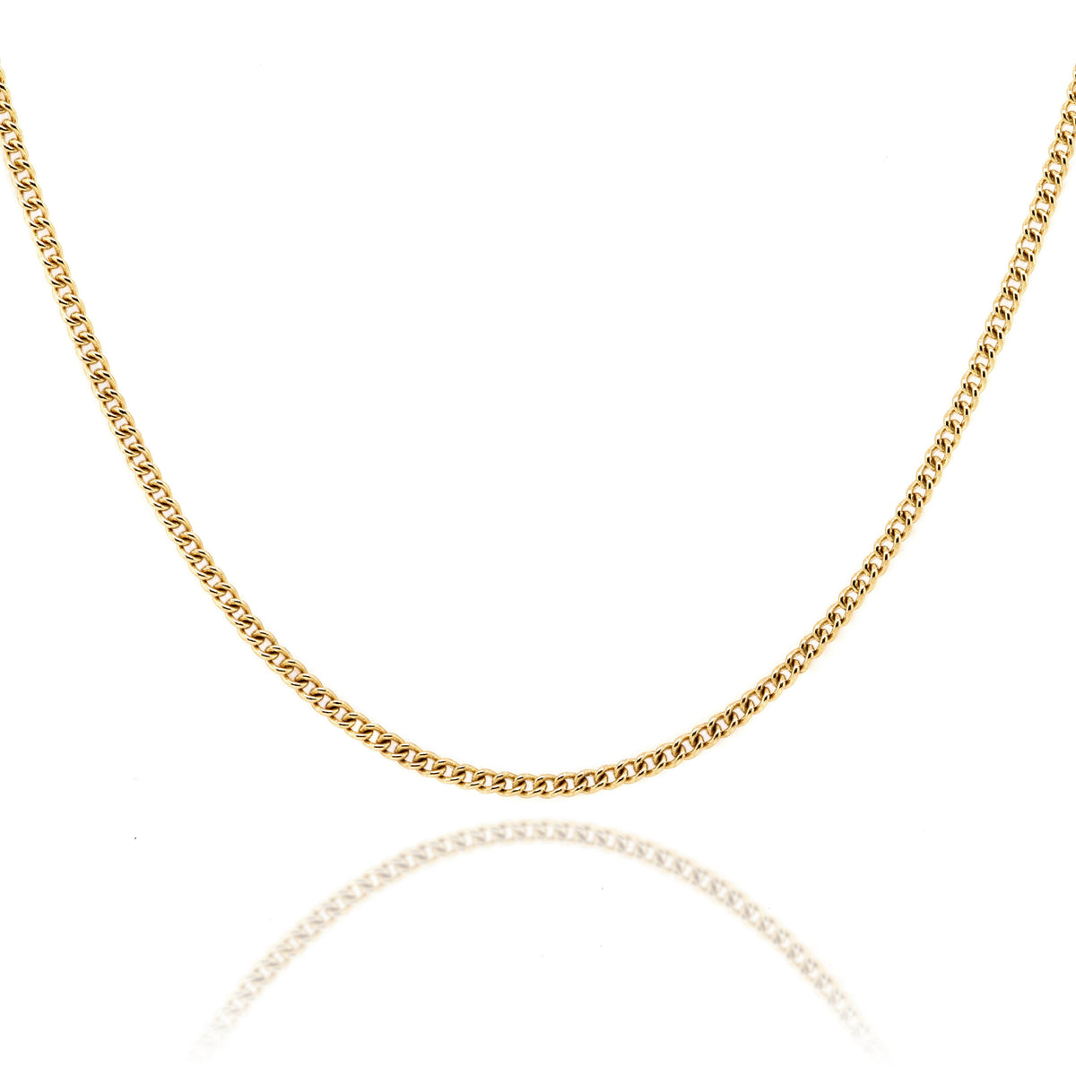 9ct Yellow Gold Round Curb Chain 1.6mm X 50cm