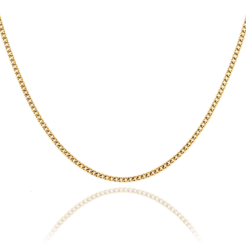 9ct Yellow Gold Round Curb Chain 1.6mm thick