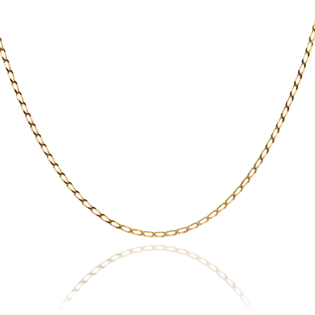 9ct Yellow Gold Long Open Diamond Cut Curb Chain 1.4mm Width