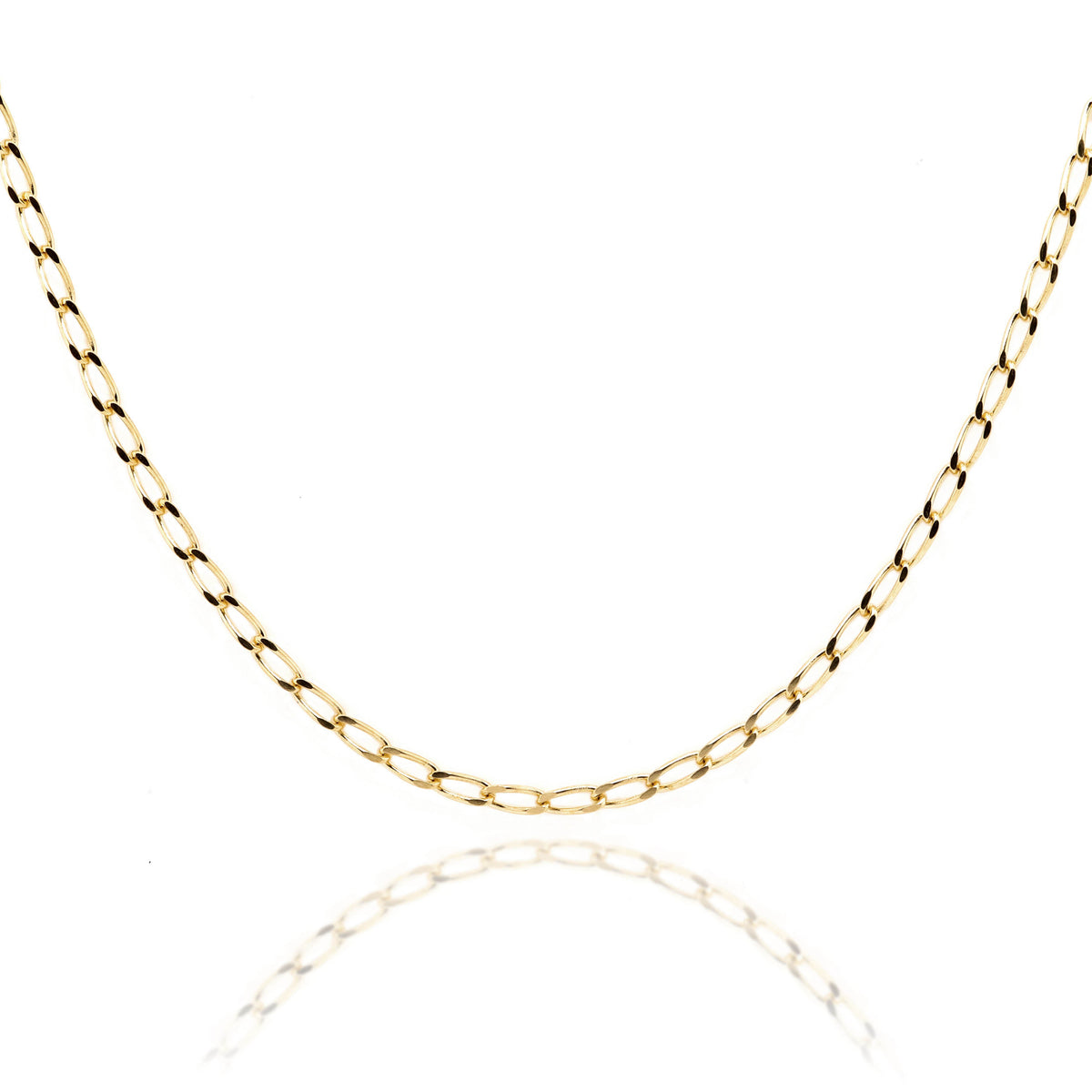 9ct Yellow Gold Long Open Diamond Cut Curb Chain 1.8mm Width