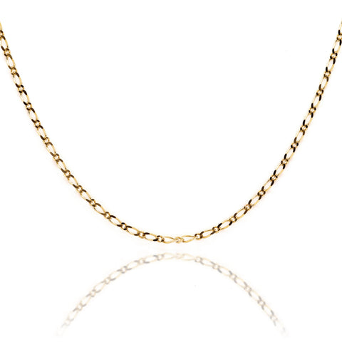 9ct yellow gold figaro 1+1 diamond cut chain 1.4mm width