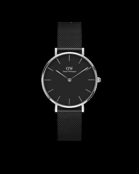 Daniel Wellington Classic Petite Ashfield Black Dial 32mm Silver Watch