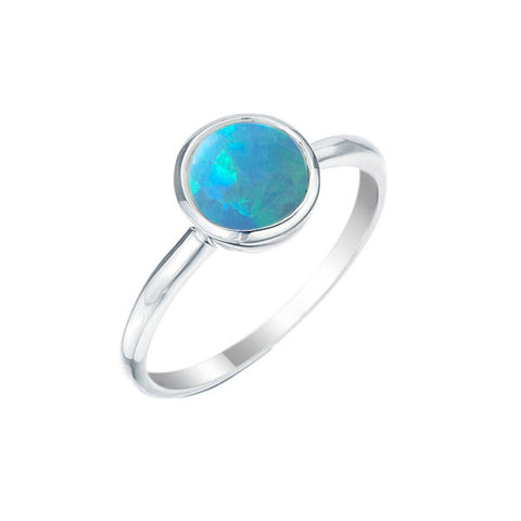 Von Treskow Round 8mm Czelline Blue Opal Ring