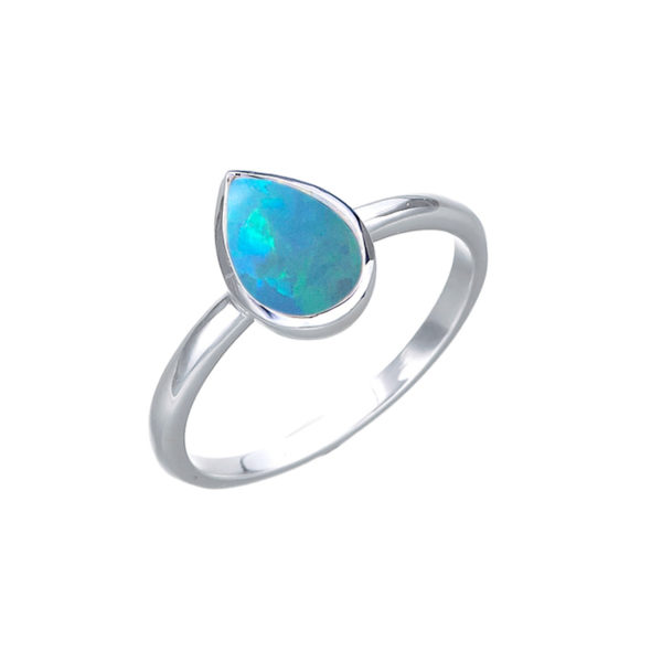 Von Treskow Pear Czelline Blue Opal Ring