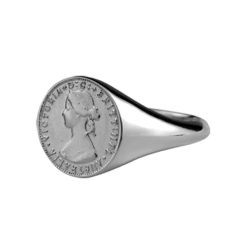 Von Treskow Sterling silver Australian token coin signet ring