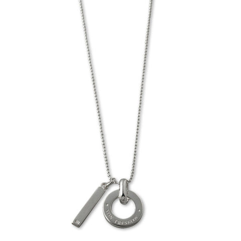 Fine ball chain necklace with Von Treskow Disc & bar.