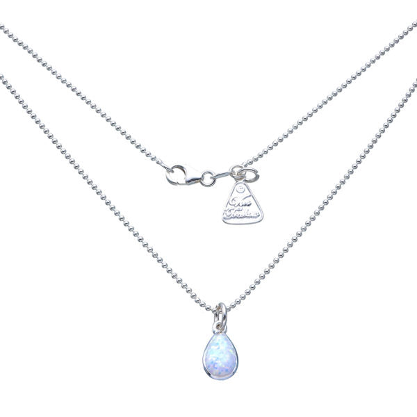 VT PEAR CZELLINE OPAL BALL CHAIN NECKLACE