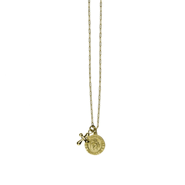 Von Treskow Filligree Necklace with Round St Christopher & Cross