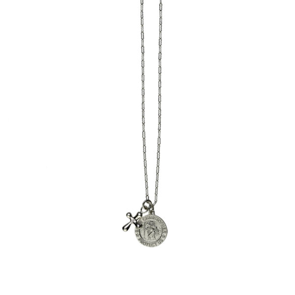 Von Treskow Flat filligree chain necklace withSaint Christopher & Cross