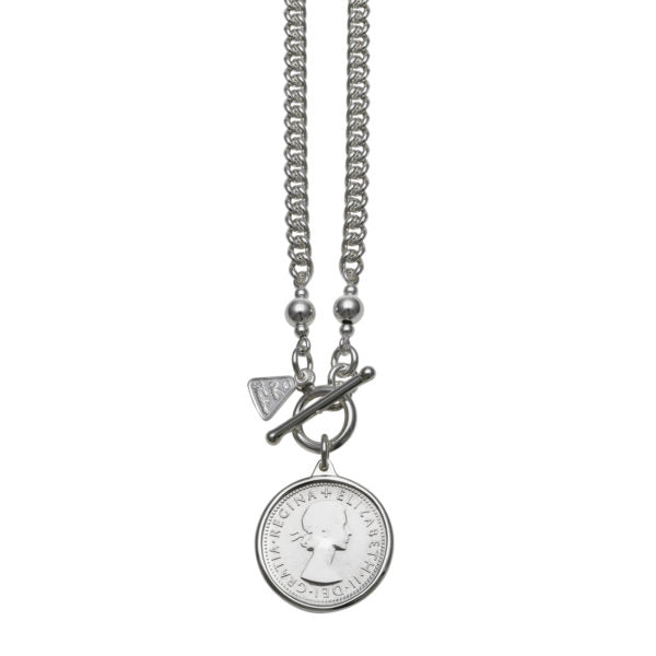 Curb Necklace with Shilling Coin