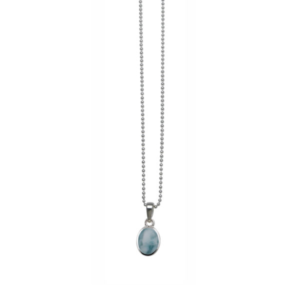Fine Ball Chain Necklace with Oval Larimar