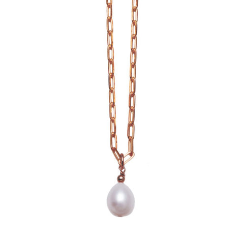 Fine Clip Chain Necklace with Oval Pearl
