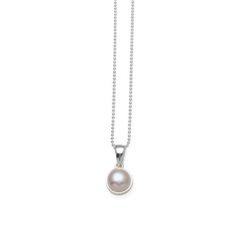 Fine Ball Chain Necklace with Round Pearl (6mm)
