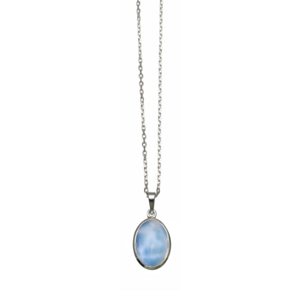 Adjustable Belcher Chain Necklace with Oval Larimar
