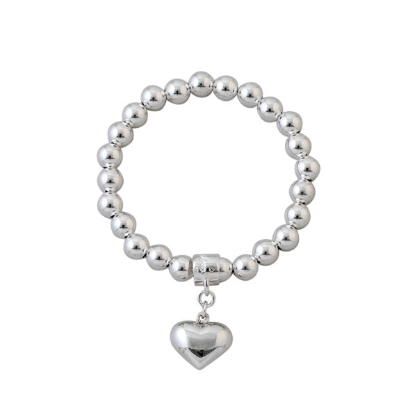 Silver 8mm Stretchy Bracelet with Puffy Heart