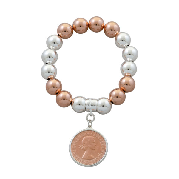 Two Tone Stretchy Bracelet with Half Penny