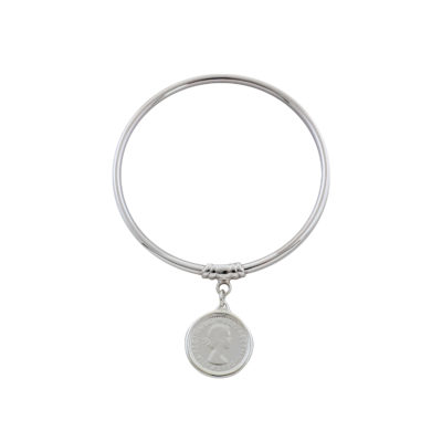 Art Deco Bangle with Sixpence