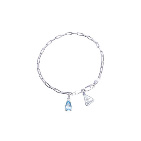 Fine Clip Chain Bracelet wtih Pear Shaped Blue Topaz vvvvv