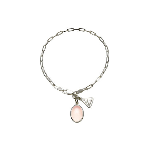 Fine Clip Chain Bracelet with Oval Rose Quartz