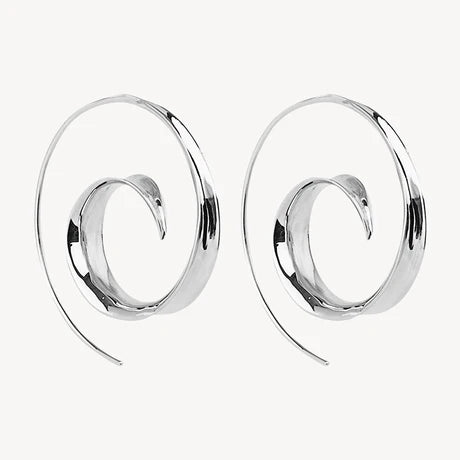 Stg Silver 7 x 28mm Curl Hook Earrings