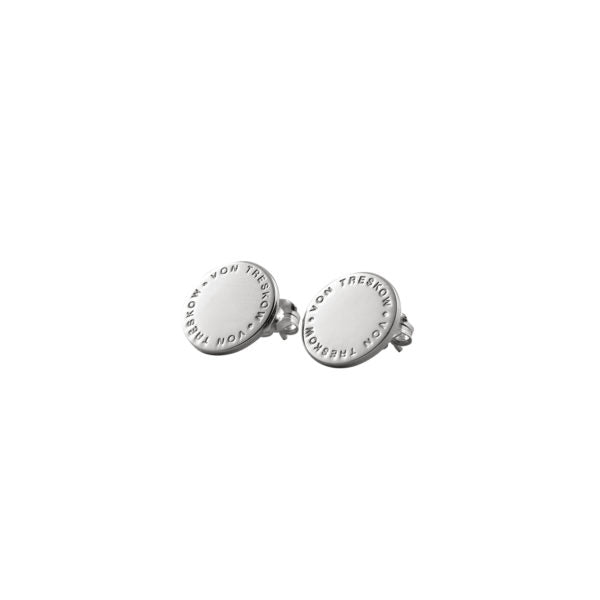 Sterling Silver Circular Text Plate Studs