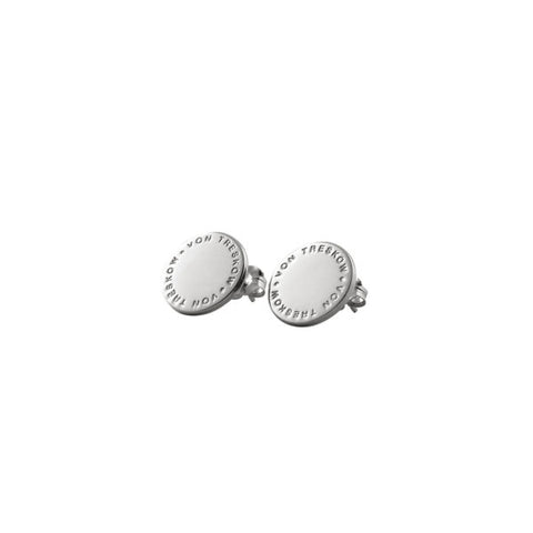 Sterling Silver Circular Text Plate Studs