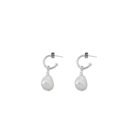 Open Hoop Studs wtih Baroque Pearl