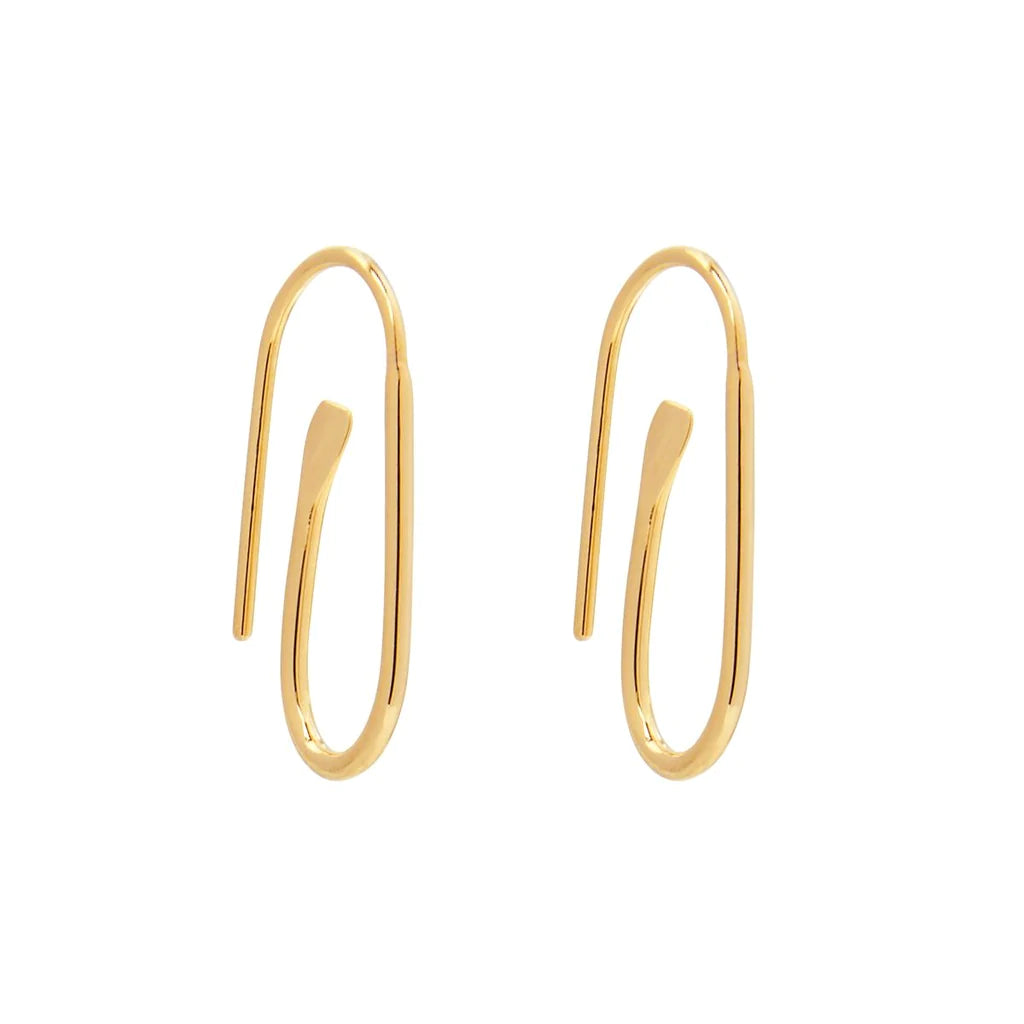 Najo Small Paperclip Earrings Yellow Gold