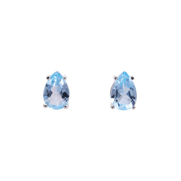 Pear Shaped Blue Topaz Studs (Clawset)